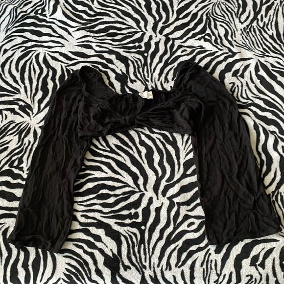 ASOS women’s black bell long sleeve beach crop top bikini cover up size 6 - Picture 6 of 9